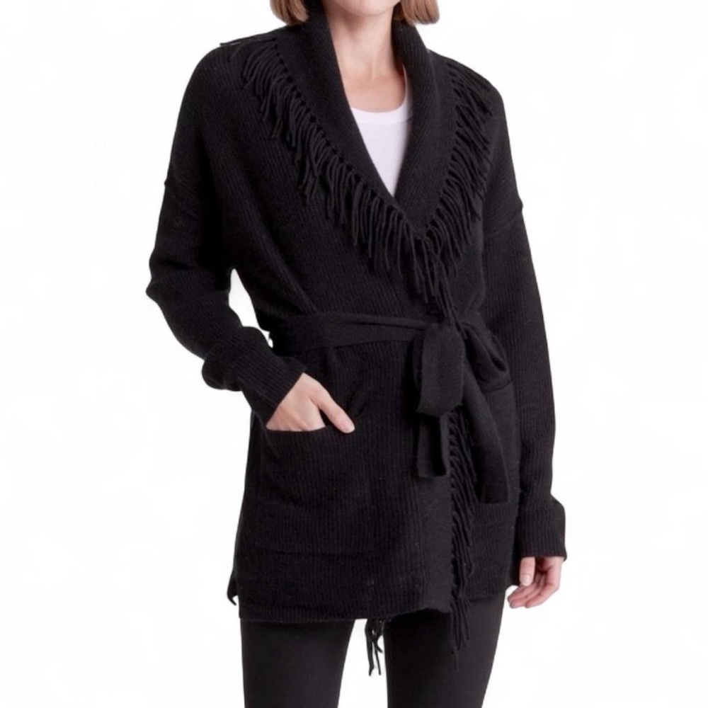 360 Cashmere Alissa Fringed Cardigan, Size Large